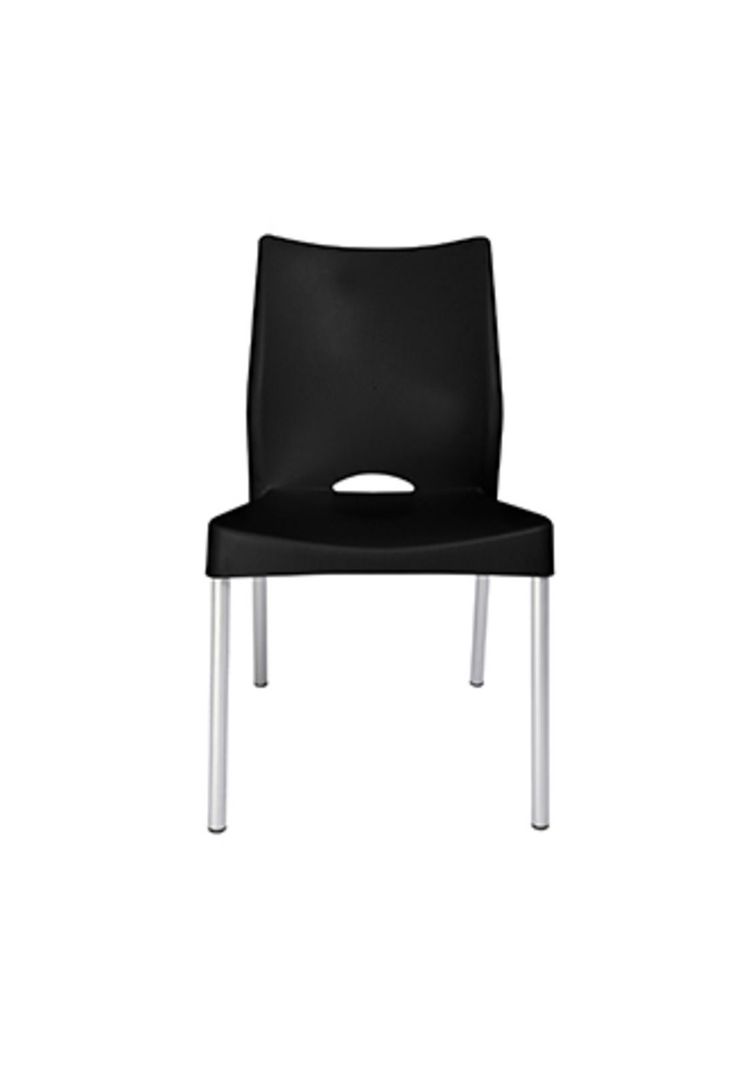 Silla Plástica Negra con Patas Metálicas y Filtro UV DVP -1