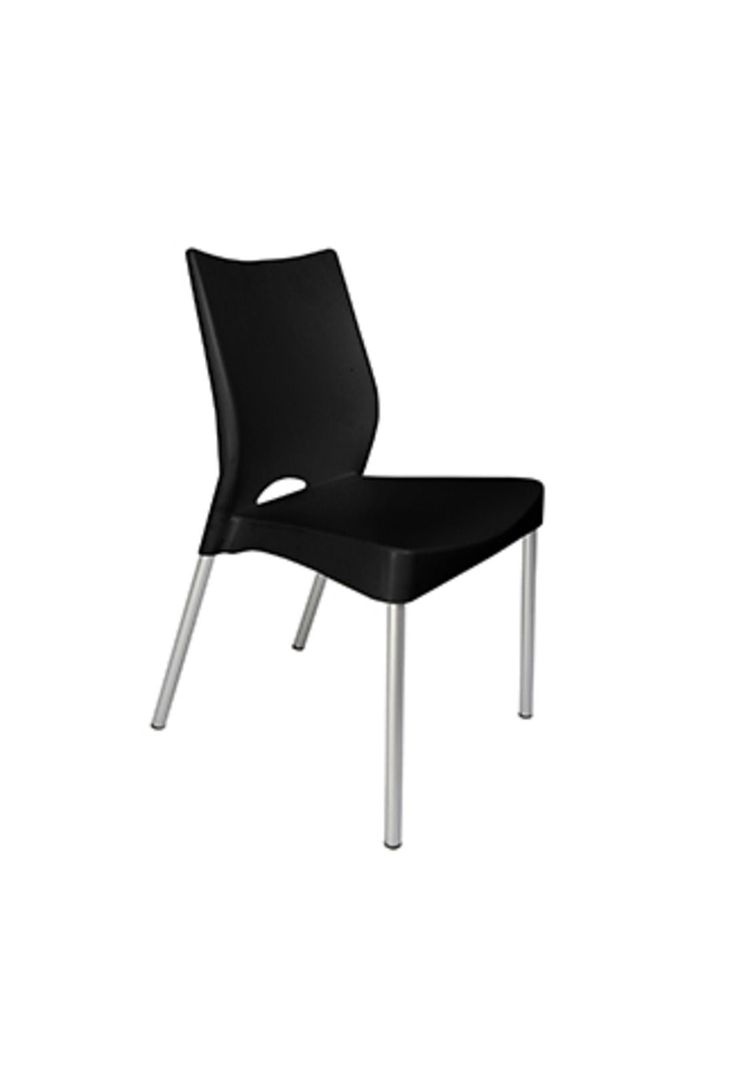Silla Plástica Negra con Patas Metálicas y Filtro UV DVP -2