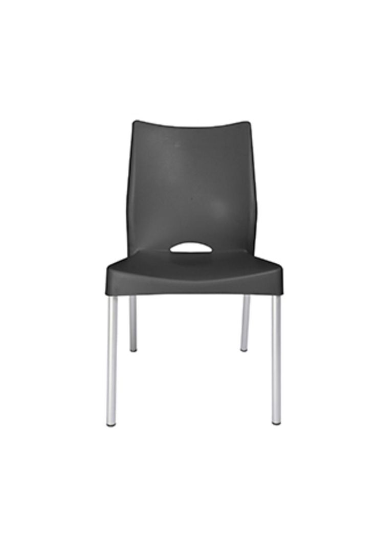 Silla Plástica Gris con Patas Metálicas y Filtro UV DVP-1