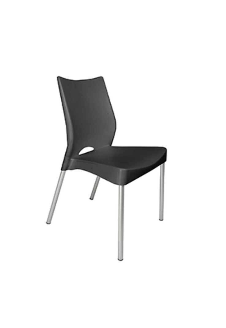 Silla Plástica Gris con Patas Metálicas y Filtro UV DVP-2