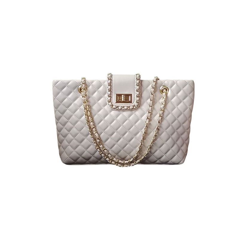 Cartera blanca Grande Con Cadena-3