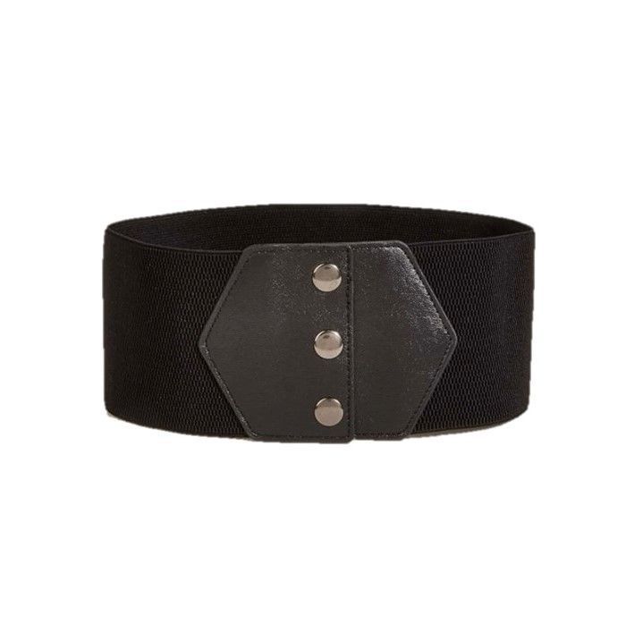 Cinturón mujer elasticado ancho 10 cm diseño cuerina -0