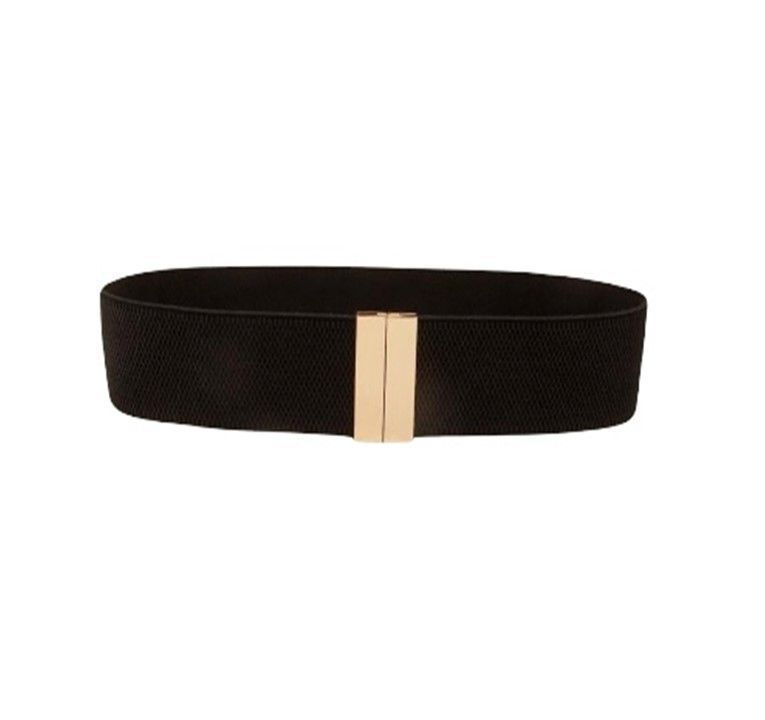 Cinturón mujer elasticado ancho 6 cm diseño trabilla dorada-2