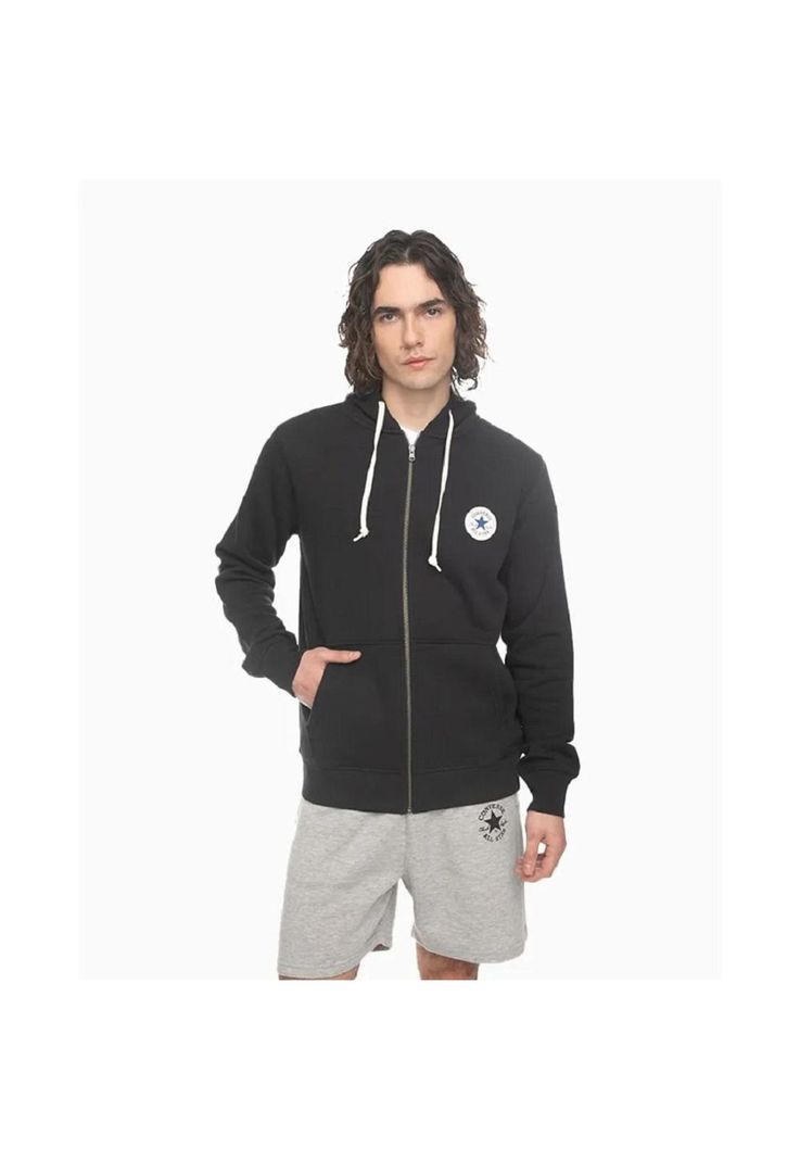 Polerón Hoodie Core Full Zip Negro Converse-0