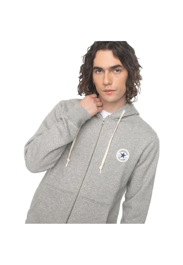 Polerón Hoodie Core Full Zip Gris Converse-3