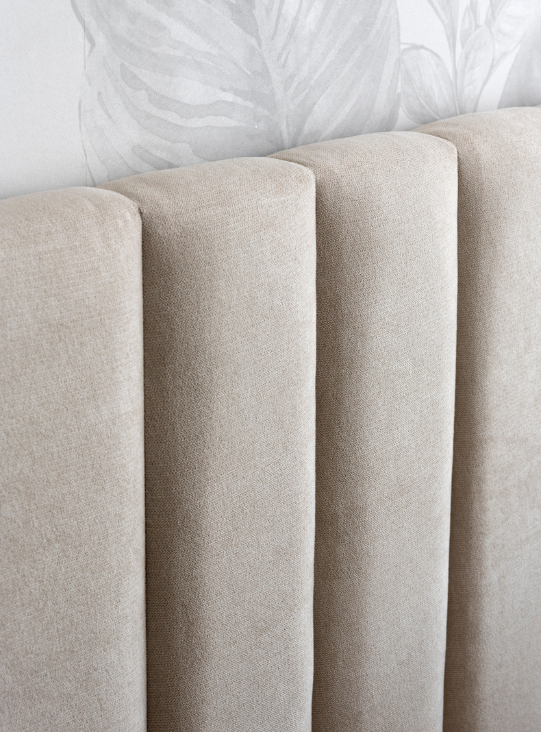 RESPALDO DE CAMA - 2 PLAZAS - MODELO TUBULAR - VELVET COLOR BEIGE-2