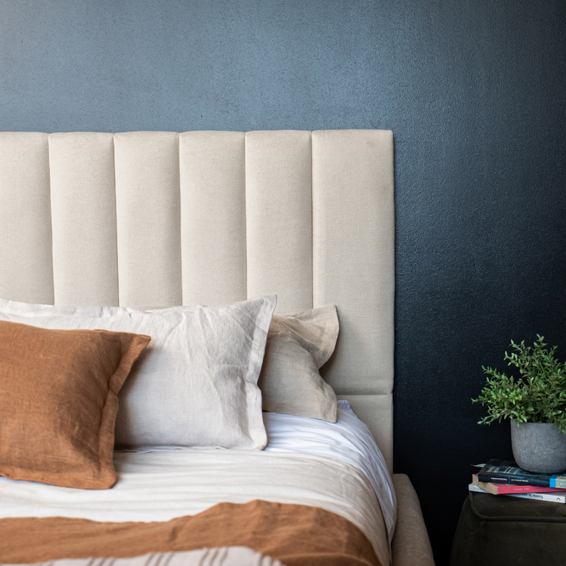 RESPALDO TUBULAR - TAMANO KING - VELVET COLOR BEIGE