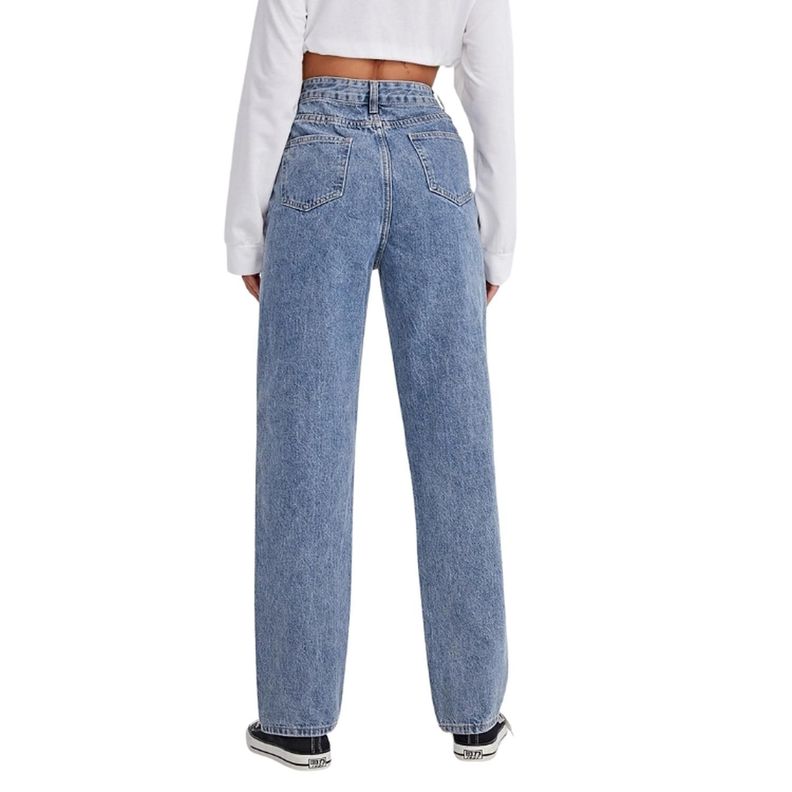 Jeans de Pierna Recta Rotos-0
