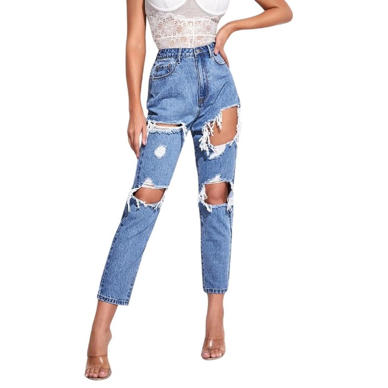 Jeans Rasgados - Cintura Alta-0