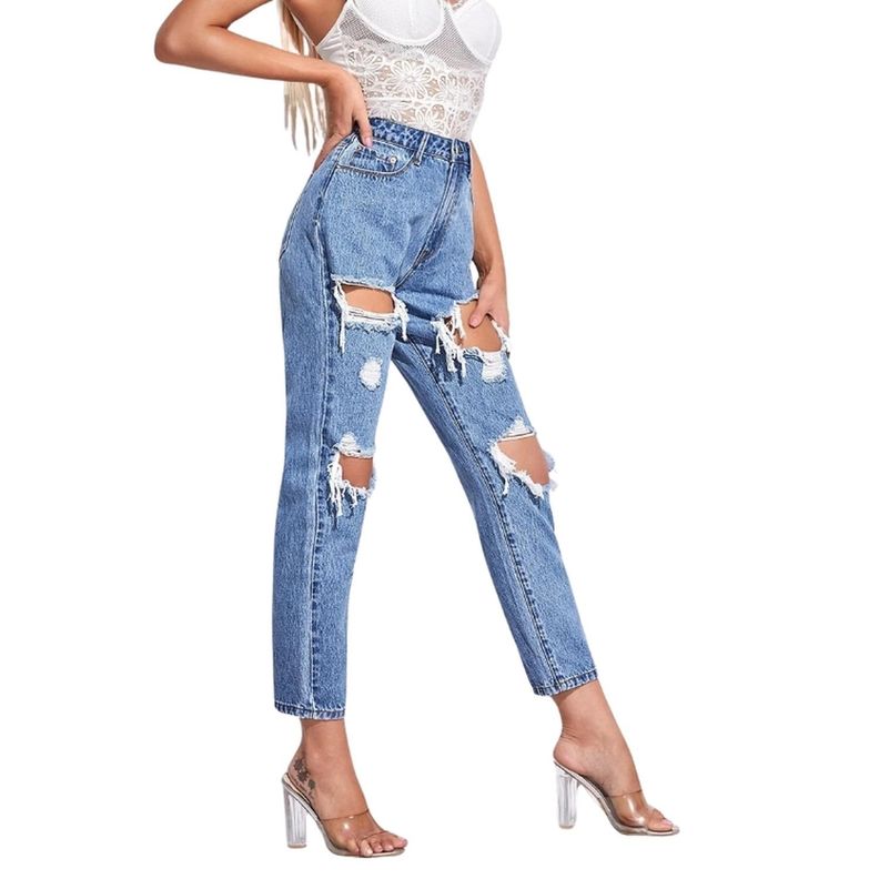 Jeans Rasgados - Cintura Alta-4