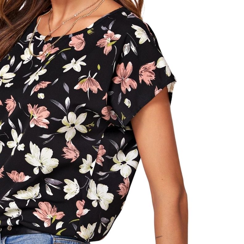Polera Floral de Manga Murciélago Multicolor-2