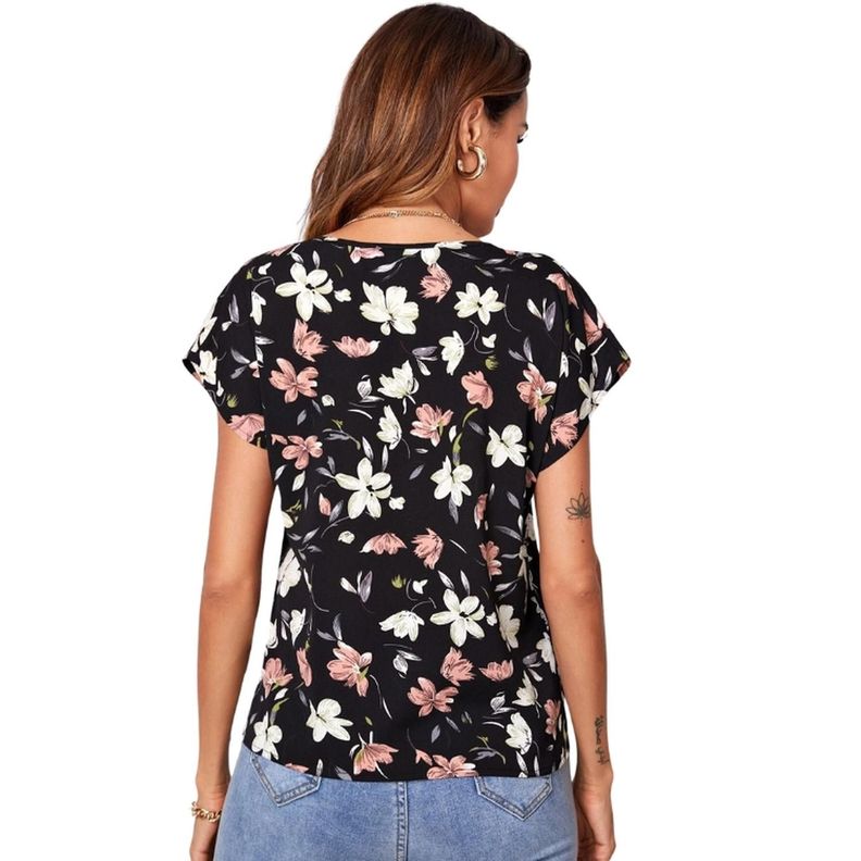 Polera Floral de Manga Murciélago Multicolor-3
