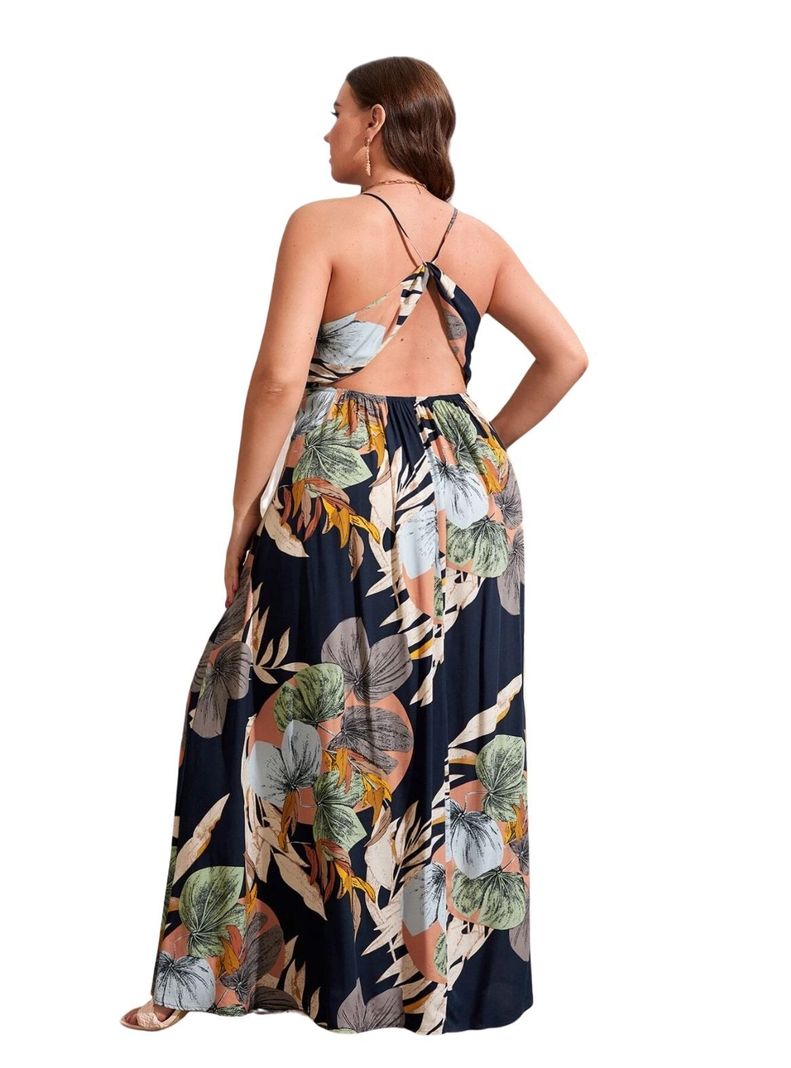 Vestido de tirantes con estampado tropical escote cruzado-1