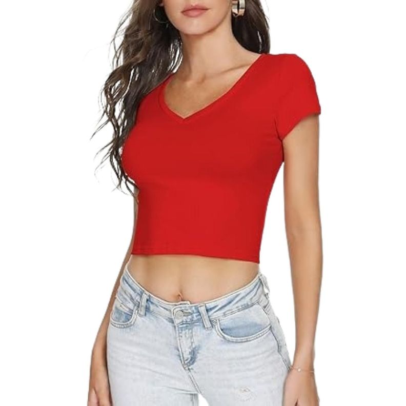 Crop Top con Mangas - Rojo-1