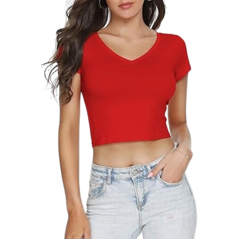 Crop Top con Mangas - Rojo-3