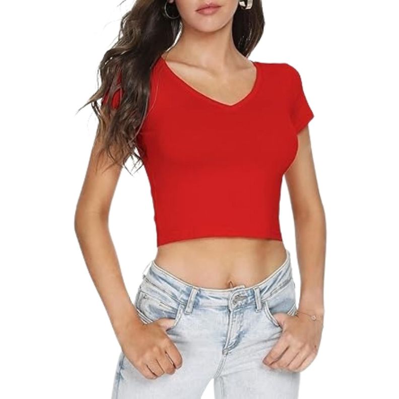 Crop Top con Mangas - Rojo-4