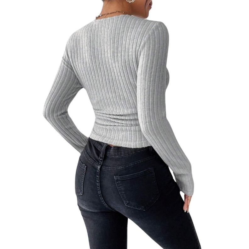 Polera Manga Larga Canalé SHEIN