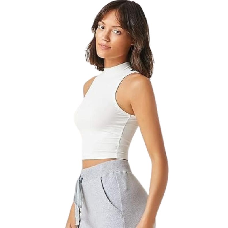 Crop Top Halter Unicolor-0