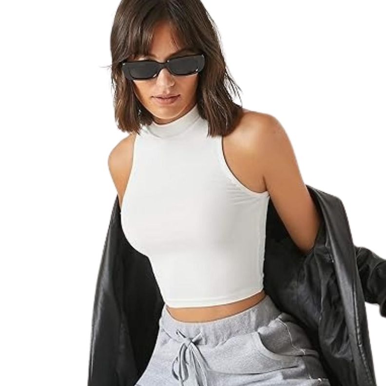 Crop Top Halter Unicolor-2