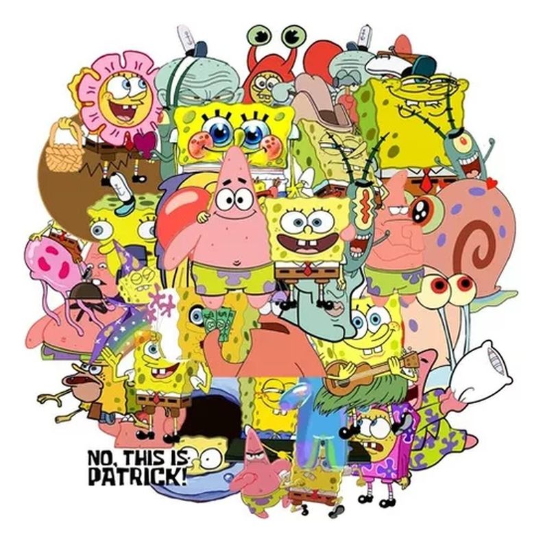 50 Stickers Bob Esponja Patricio Calamardo / Calcomania-0