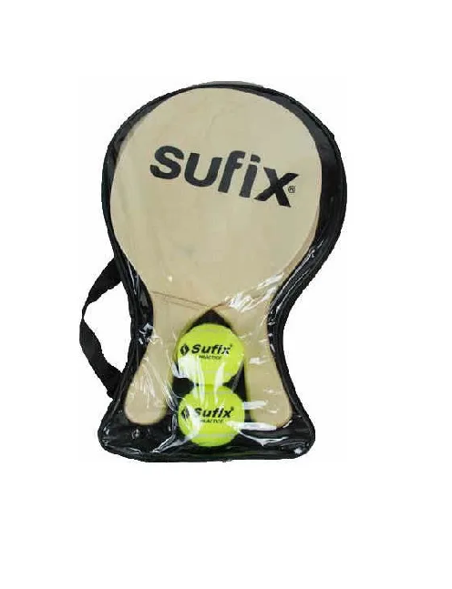 Set Paletas Playa Redondas Sufix Madera con 2 Pelotas Beige