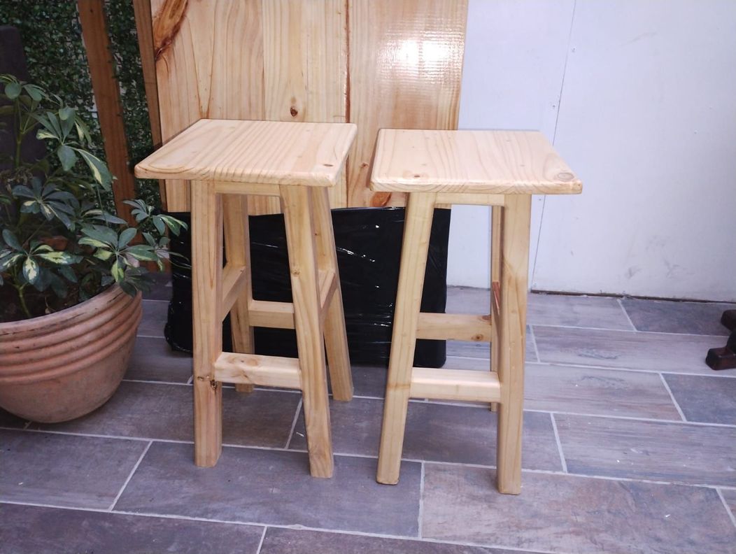 Pisos Taburetes Madera Para Bar base cuadrada 2 Unidades-1