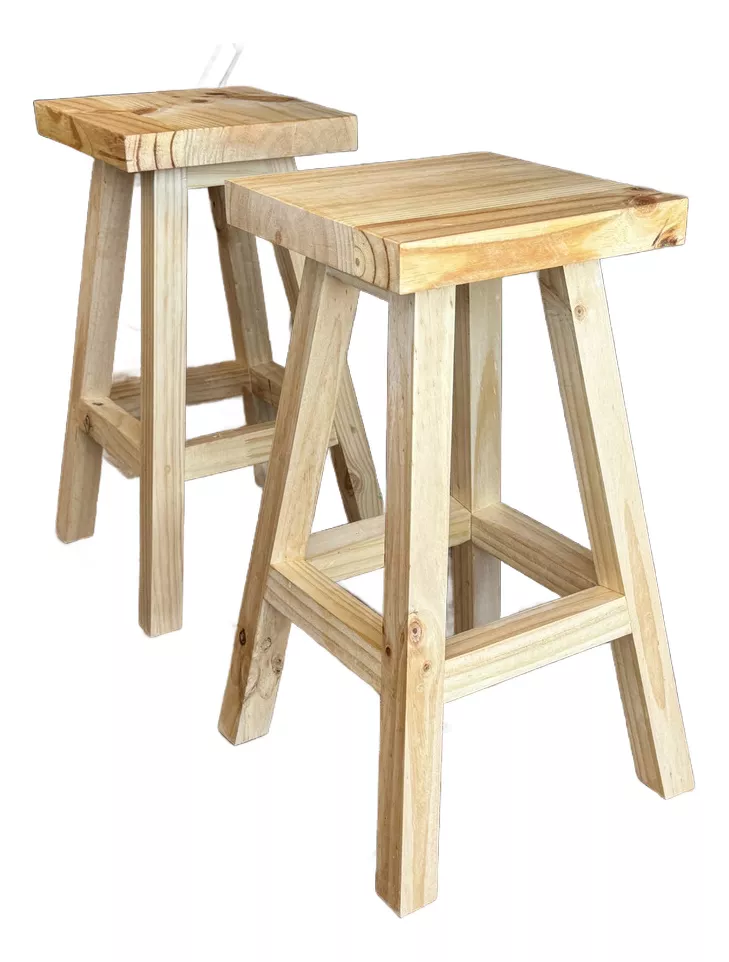 2 unidades Taburetes Piso De Madera Vitrificado Lavable Impermeable-0