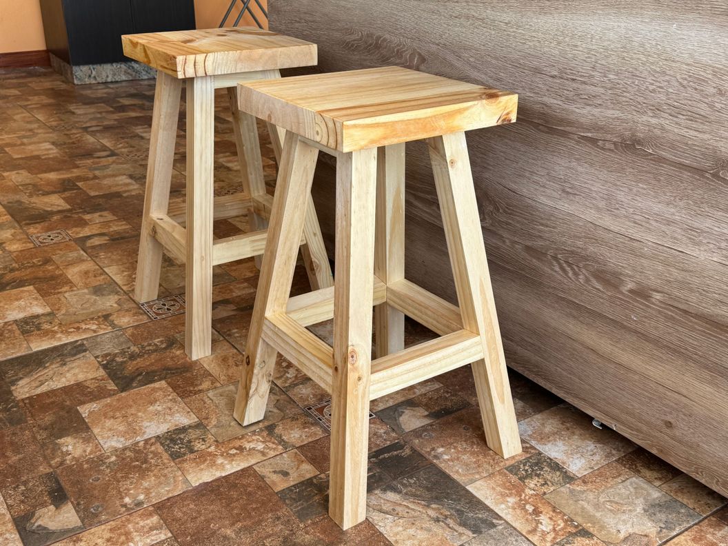 4 Taburetes Piso De Madera Vitrificado Lavable Impermeable-1