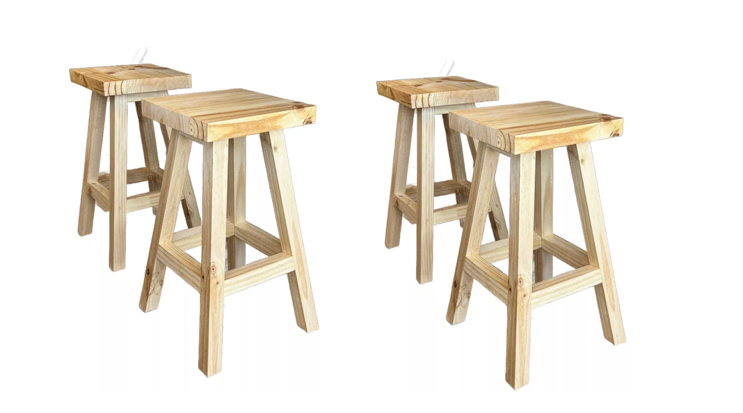 4 Taburetes Piso De Madera Vitrificado Lavable Impermeable-2