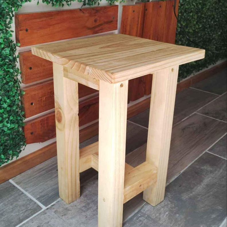 2 Unidades Piso Taburete Madera 42 Cm Alto Cuadrado-1