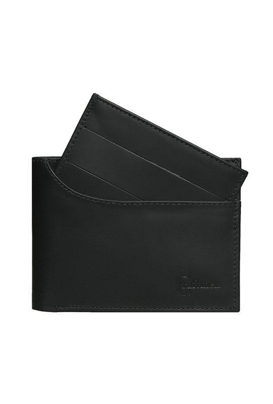Billetera con tarjetero 100% cuero natural negro Cox Craftmen