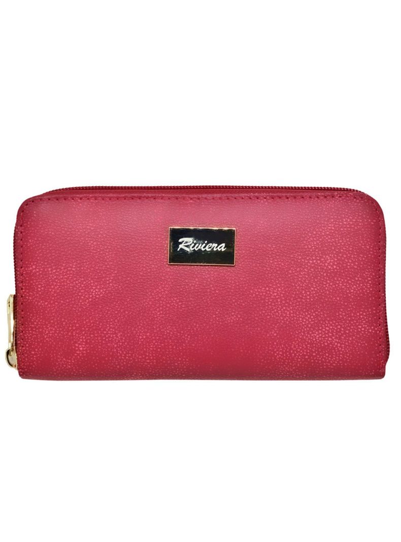 Billetera Mujer  100% Cuero Natural Genuino, Rojo.-0