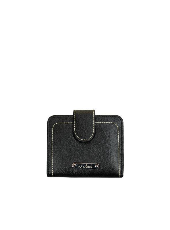 Billetera  mujer Quinn  Nicoletta 100% cuero genuino Negro-0