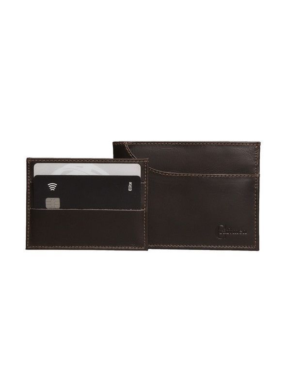 Billetera con tarjetero Cratmen 100% cuero genuino café-3