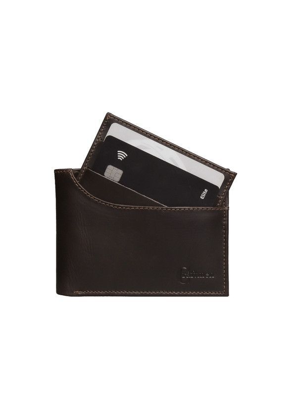 Billetera con tarjetero Cratmen 100% cuero genuino café-4