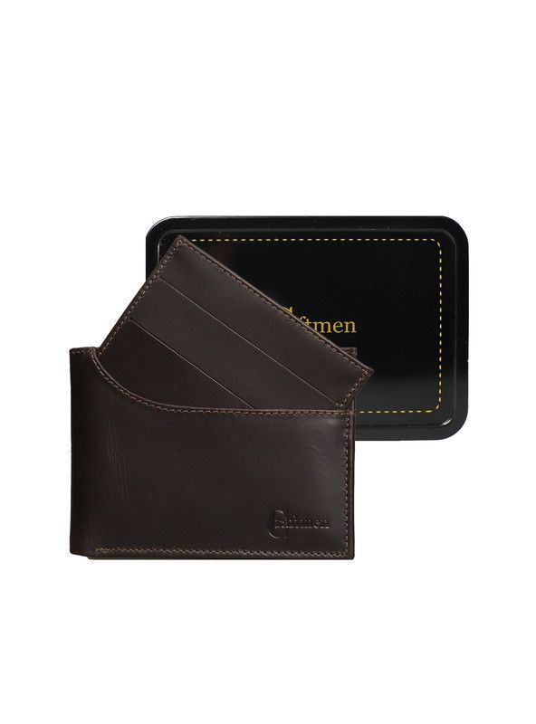 Billetera con tarjetero Cratmen 100% cuero genuino café-5