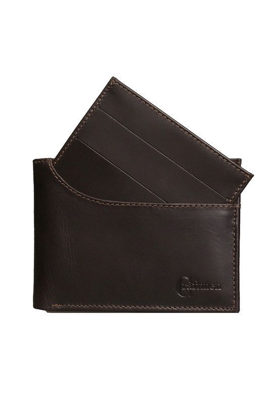 Billetera con tarjetero 100% cuero natural café Cox  Craftmen