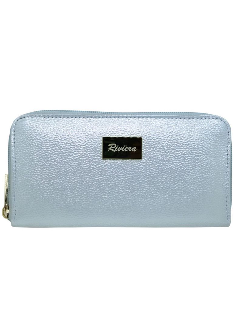 Billetera Mujer 100% Cuero Natural Genuino, Plata.-0