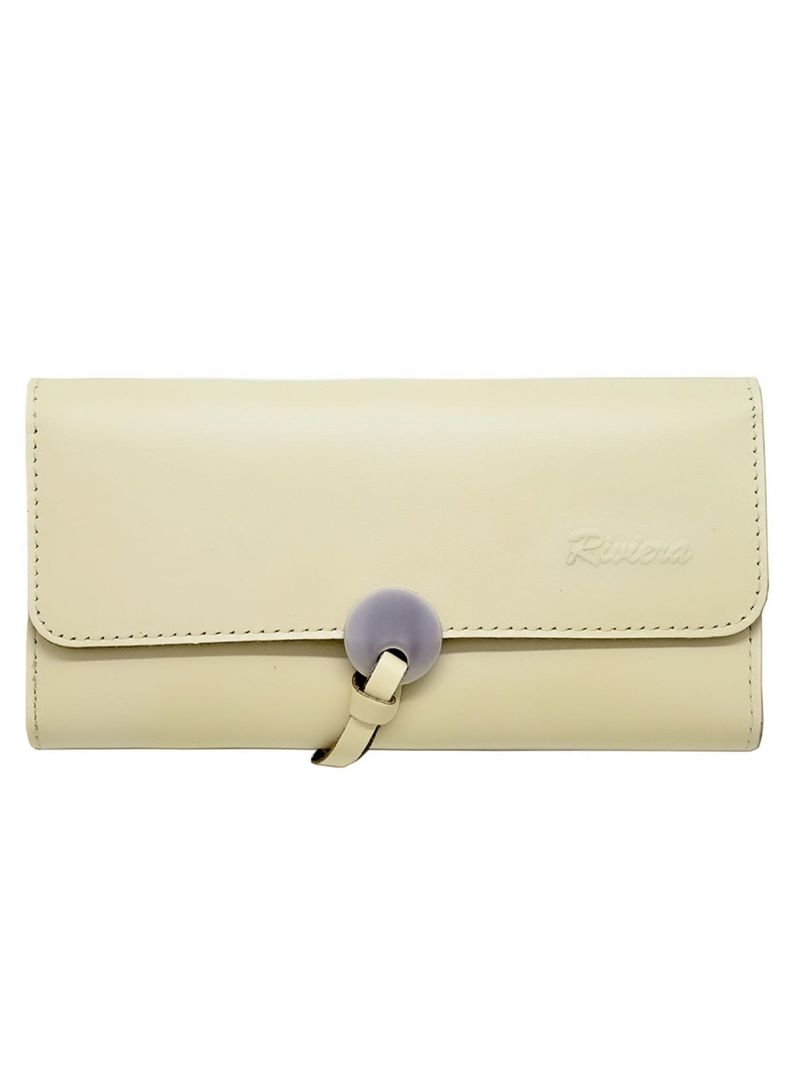 Billetera Mujer  100% Cuero Natural  Color Crema.-0