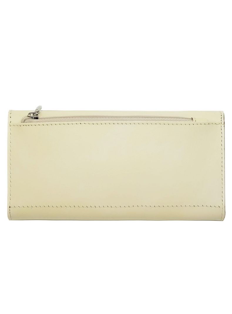 Billetera Mujer  100% Cuero Natural  Color Crema.-1
