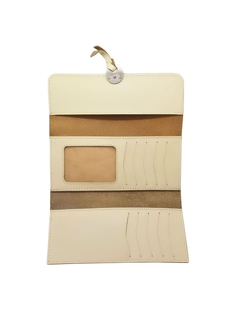 Billetera Mujer  100% Cuero Natural  Color Crema.-2
