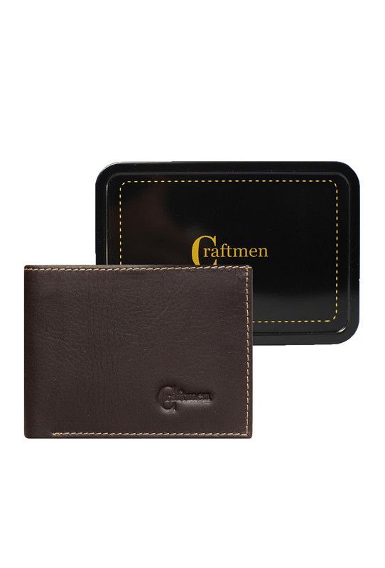 Billetera Hombre Ethan  Craftmen 100% Cuero Natural  Cafe -3