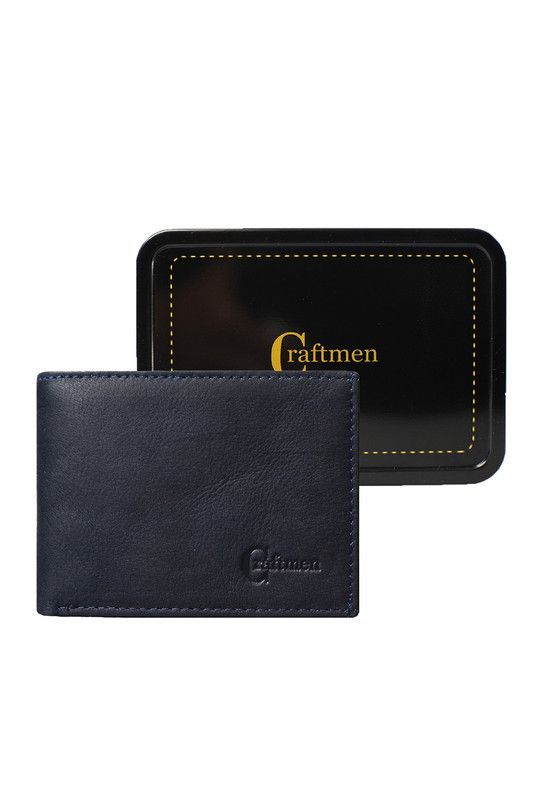 Billetera Hombre Craftmen 100% Cuero Natural  Azul -4