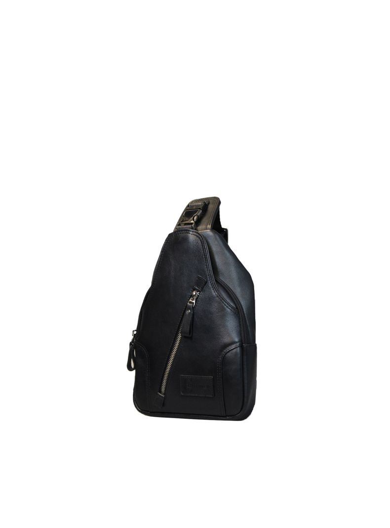 Bandolera Hombre Negro  Craftmen 100% cuero genuino -0