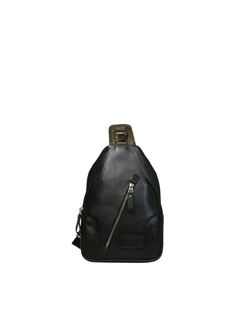 Bandolera Hombre Negro  Craftmen 100% cuero genuino -1
