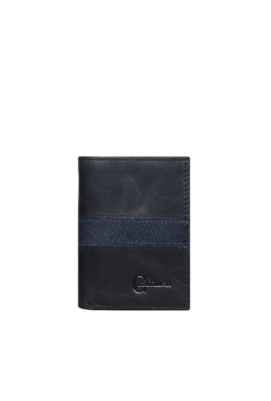 Tarjetero  100% cuero genuino negro azul  Craftmen-0