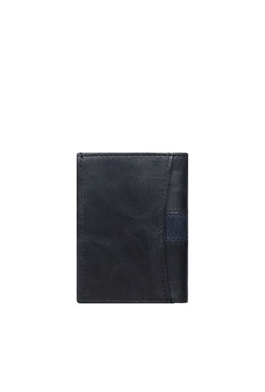 Tarjetero  100% cuero genuino negro azul  Craftmen-1