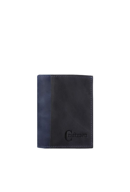 Tarjetero Hombre Craftmen 100% Cuero Genuino negro-azul-0
