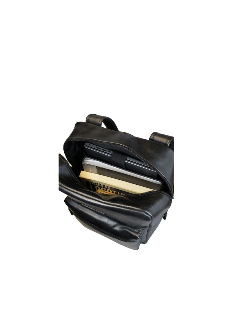 Mochila  negro  Craftmen 100% cuero genuino  16"-4