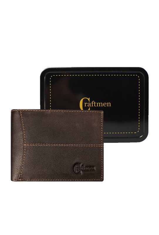 Billetera Hombre  Kyle Craftmen 100% Cuero Natural  Cafe -4